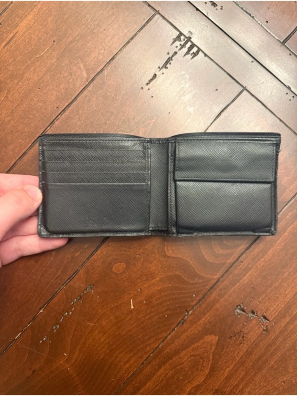 Prada Black Saffiano Leather Men's Card Wallet - Picture 3 of 4